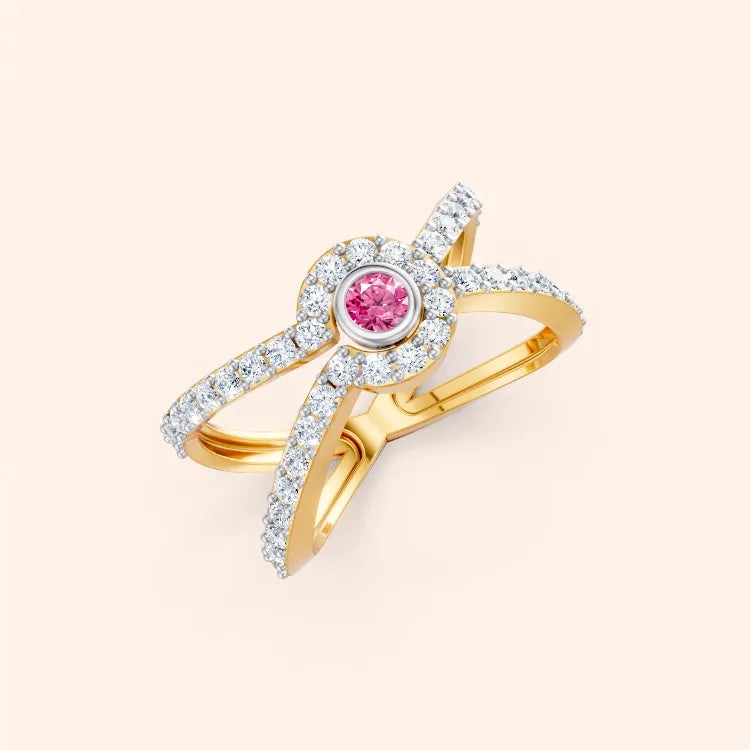 Real Diamond 9K and 14K Real Gold Ring