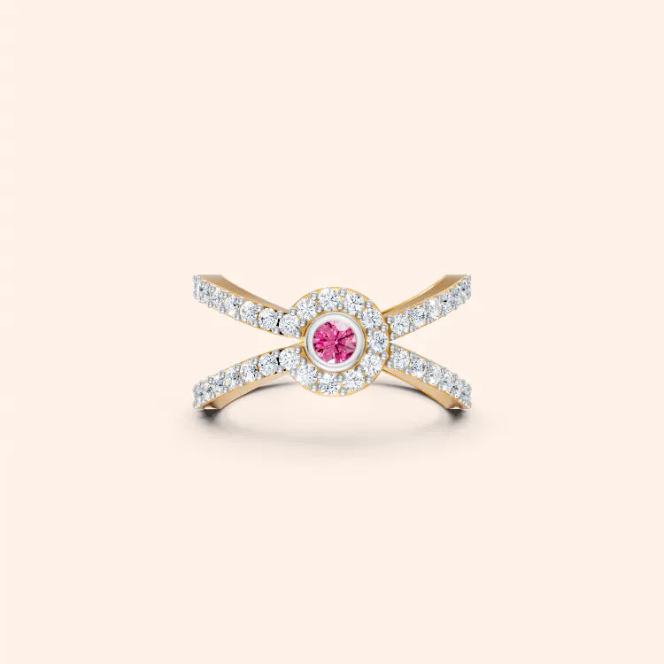 Real Diamond 9K and 14K Real Gold Ring